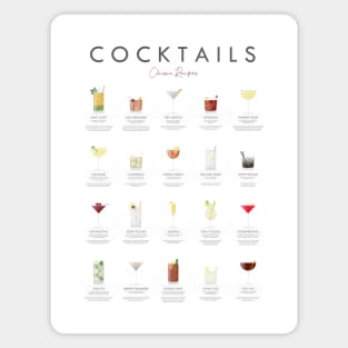 Cocktails Classic Recipes Magnet